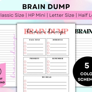 Brain Dump Printable, Happy Planner Inserts, Brain Dump Template, Planner Printable, Productivity Tracker, ADHD Planner Printable, To Do