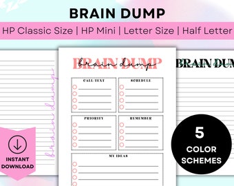 Brain Dump Printable, Happy Planner Inserts, Brain Dump Template, Planner Printable, Productivity Tracker, ADHD Planner Printable, To Do