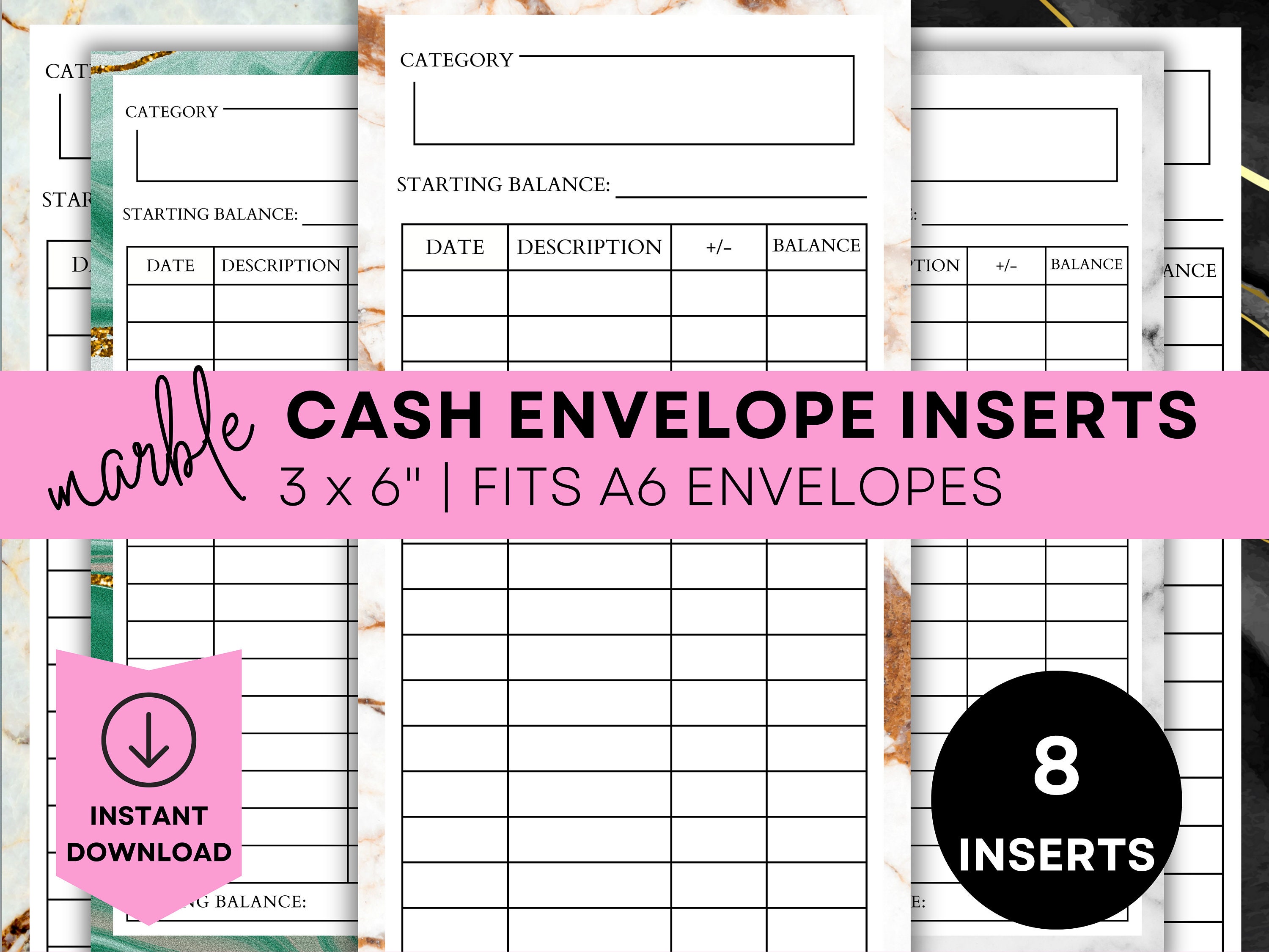 Cash Envelope Inserts Printable Cash Envelope Tracker Cash Stuffing ...