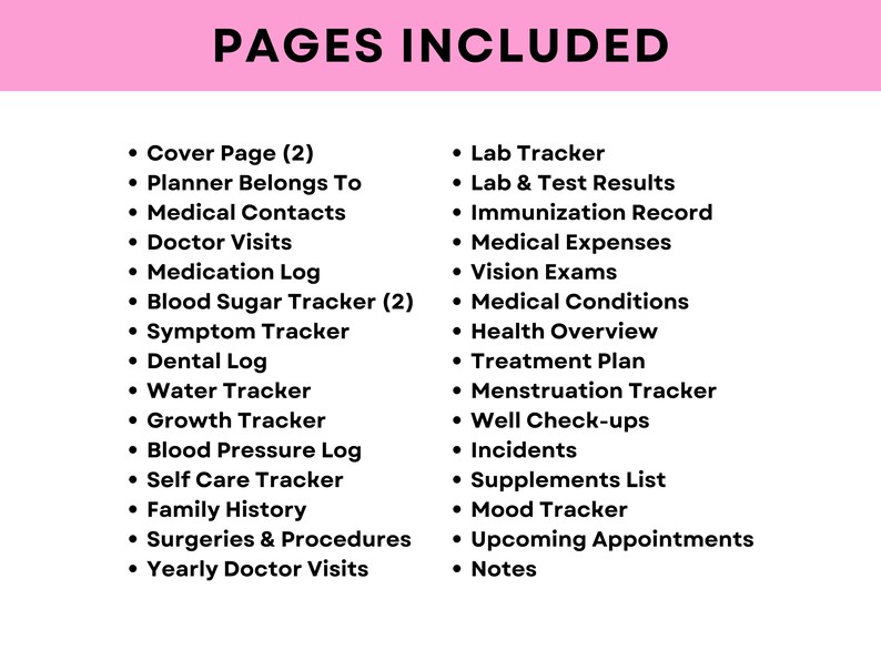 Printable Medical Binder Printable Health Planner Printable Water ...
