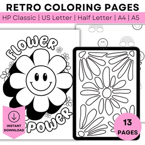 Printable Retro Coloring Pages Printable Coloring Pages Digital Coloring Pages Adult Coloring Pages for Adult Coloring Book Printable