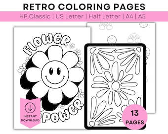 Printable Retro Coloring Pages Printable Coloring Pages Digital Coloring Pages Adult Coloring Pages for Adult Coloring Book Printable