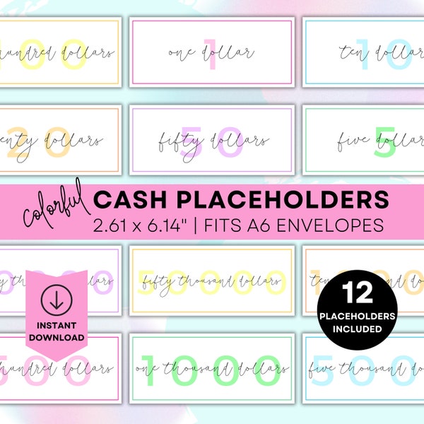 Printable Cash Placeholders Printable Cash Stuffing Placeholder Printable 100 Placeholder 500 Placeholder 1,000 Placeholder Money Printable