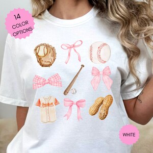 Pink Coquette Baseball Shirt Baseball Mom Shirt Sports Mom Gift for Mom Baseball Game Day Shirt Coquette Clothing Cottagecore Baseball Shirt