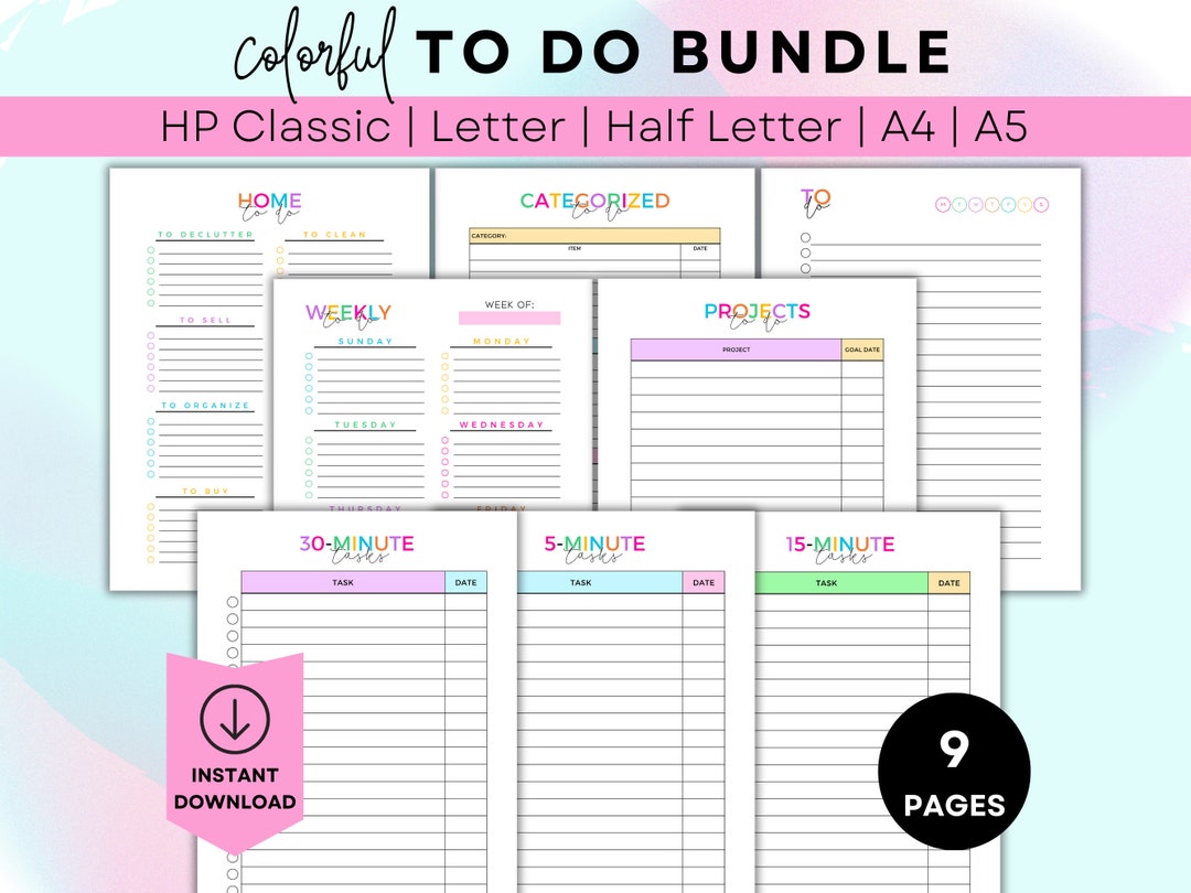 Printable to Do List Bundle Printable Planner Insert Happy Planner ...