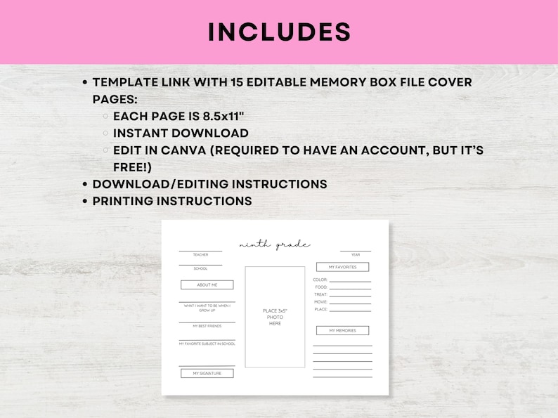 Editable Memory Box File Cover Pages Memory Box Pages Kids Keepsake Box ...