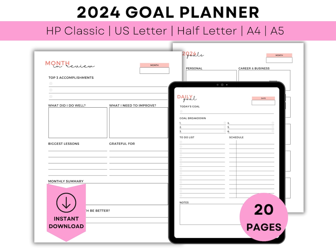 Printable Goal Planner Printable 2024 Goals Printable Planner Digital ...