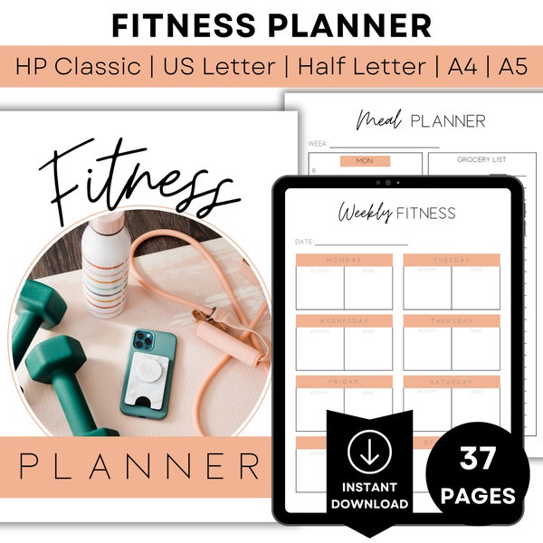 Printable Fitness Planner Printable Workout Planner Printable Health Planner Weight Loss Tracker Printable Planner Digital Planner