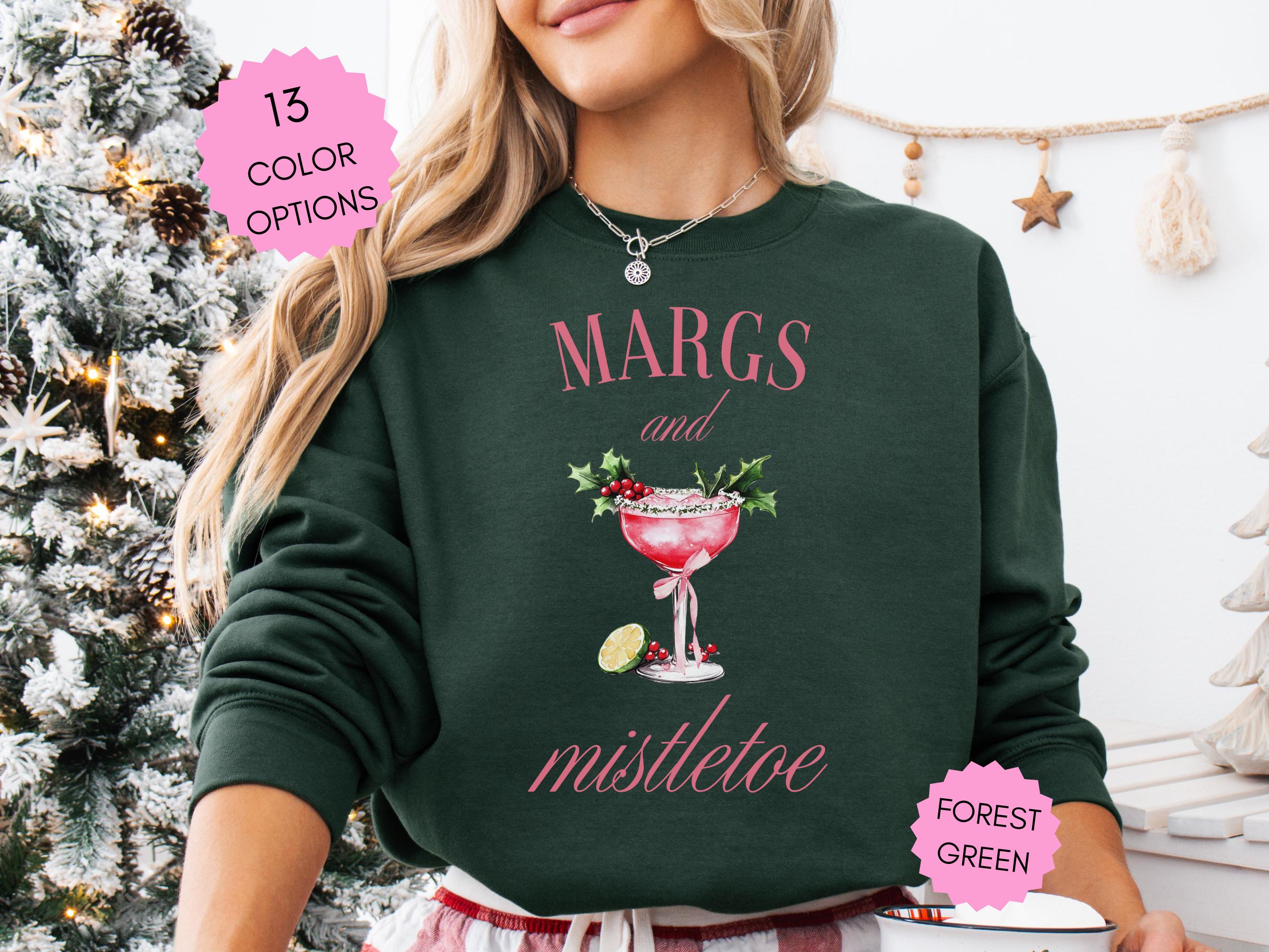 Margs and Mistletoe Sweatshirt Pink Christmas Sweatshirt Coquette Christmas Sweatshirt Christmas Gift for Mom Margarita Lover Gift for Her
