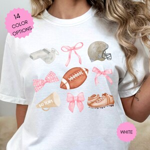 Pink Coquette Football Shirt Football Mom Shirt Sports Mom Gift for Mom Football Game Day Shirt Coquette Clothing Pink Bow Coquette Shirt