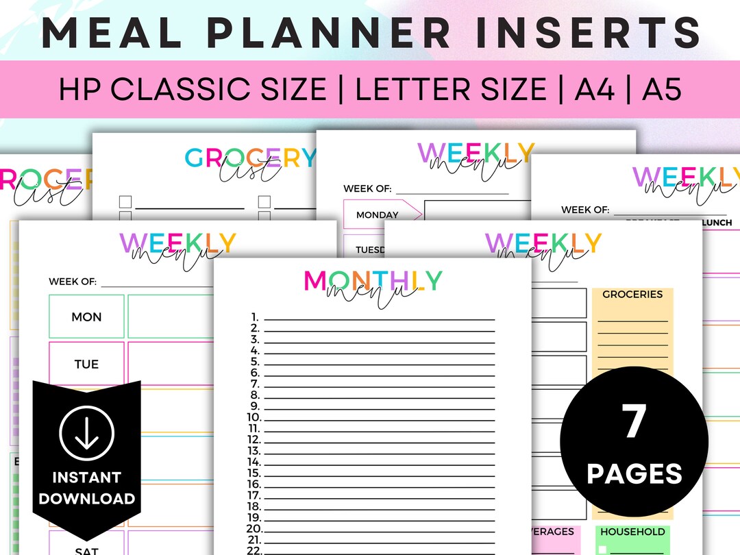 Meal Planner Printable A5 Grocery List Printable Meal Planner Template ...