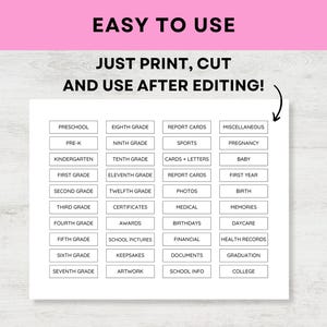 Editable Memory Box File Tab Labels Memory Box Labels Kids Keepsake Box ...