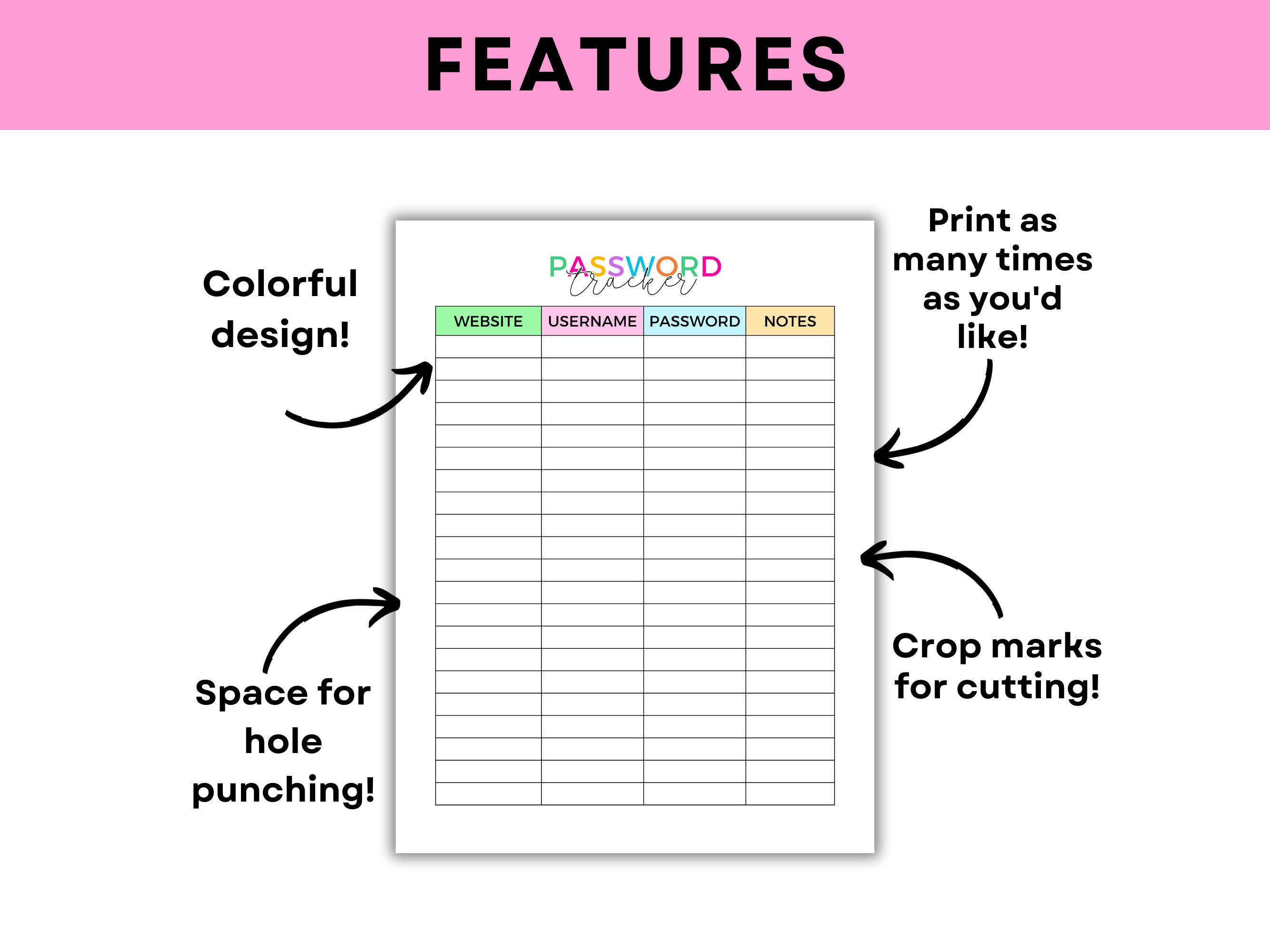Printable Password Tracker Printable Happy Planner Insert Printable ...
