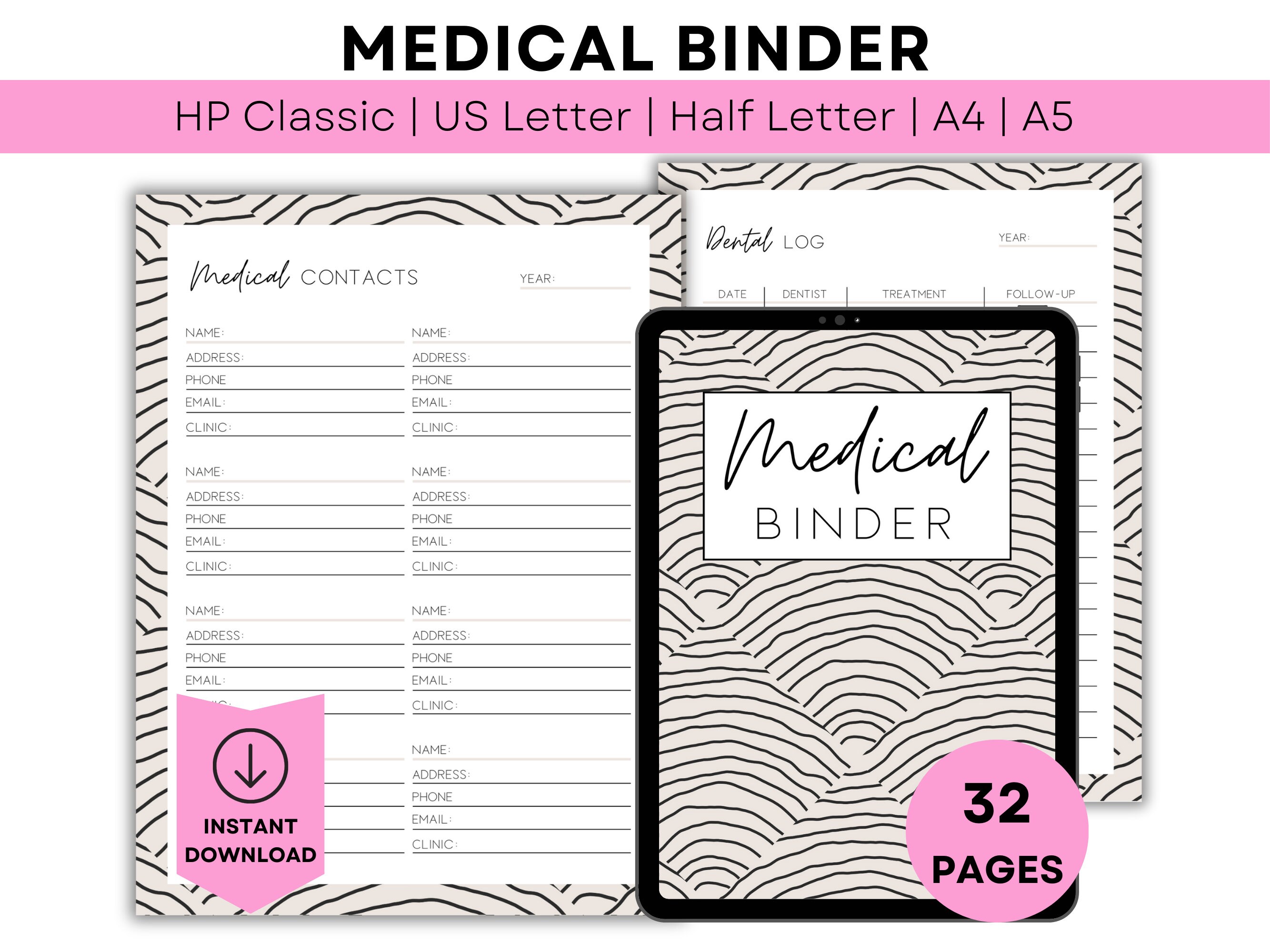 Printable Medical Binder Printable Health Planner Printable Water ...