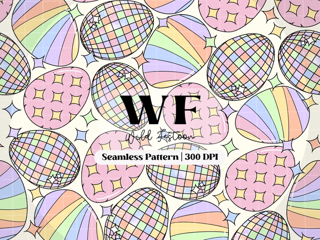 Retro Easter Eggs Seamless Digital Paper, Easter Egg Seamless Pattern ...