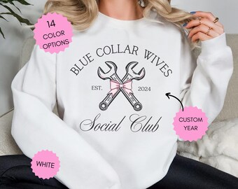 Personalizado cuello azul esposas social club sudadera coqueta cuello azul esposa camisa azul cuello regalo azul cuello novia camisa regalo para esposa