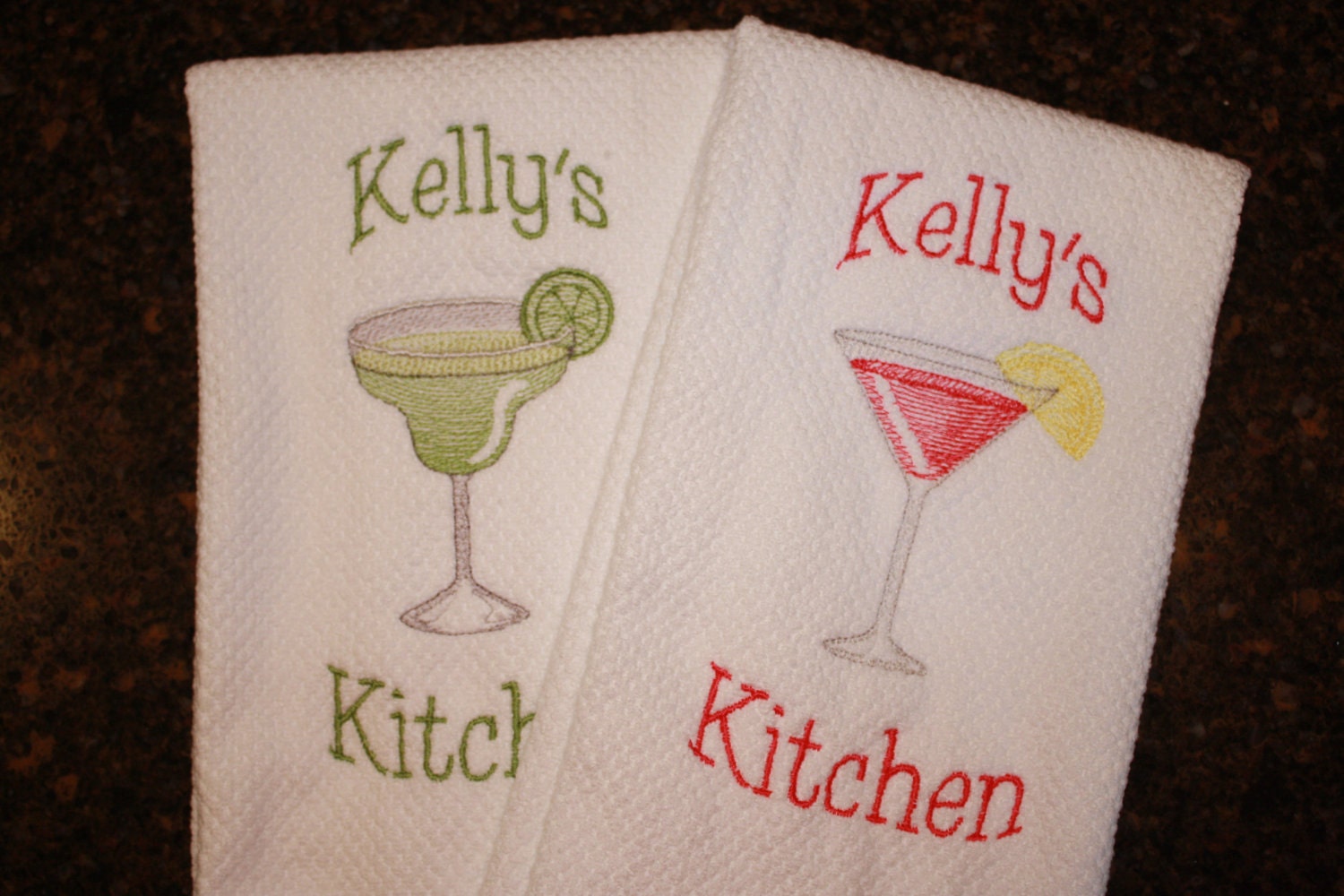 Custom Personalized Kitchen Towels with Martini and Margarita Etsy