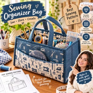 Organizer Sewing Pattern PDF, Fabric Organizer Bag Pattern, Tote Organizer Pattern, DIY Sewing Pattern, A4 US Letter A0