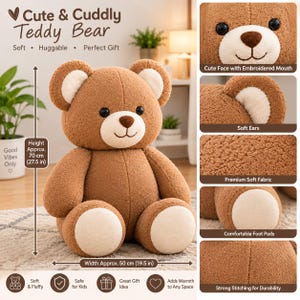 Teddy Bear Sewing Pattern PDF, Memory Bear Pattern, Plush Bear Pattern, Stuffed Animal Sewing Pattern, A0 A4 US Letter, Beginner Tutorial