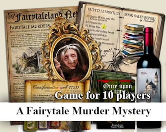 FAIRYTALE Murders Mystery Game download for 10 players. Instant Download. Printable Party Games | Family Fun Games,