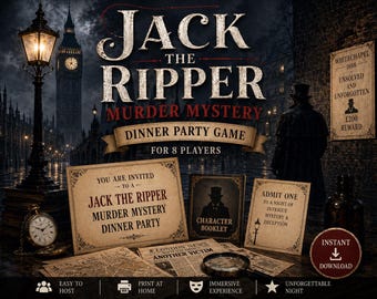 Jack the Ripper Murder Mystery Party Game, Printable Dinner Party Game, Victorian Mystery Night, Halloween Party Activity, Instant Download.