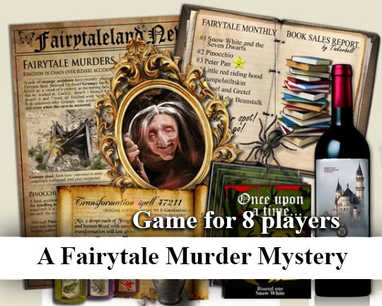 FAIRYTALE Murders Mystery dinner party Game for 8 players, Instant Download. | Printable Game | Printable Party Games | Family Fun Games,