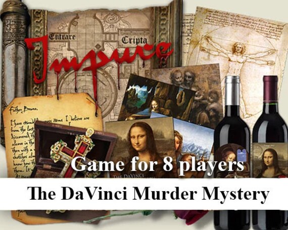 DaVinci Murder Mystery dinner PARTY game. Instant Download. | Printable Game | Printable Party Games | Family Fun Games,