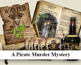 Pirate Murder Mystery party game download.   Instant Download. booklets, clues, Ages 16+ to Adults. Dinner Party