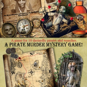 Pirate Murder Mystery party game download. Instant Download. booklets, clues, Ages 16 to Adults. Dinner Party image 2