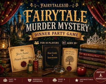 Fairytale Murders Mystery Dinner Party Game for 10 (Instant Download)