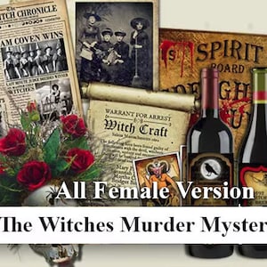 WITCHES ALL FEMALE murder mystery dinner party game download. Instant Download. | Printable Game | Printable Party Games | Family Fun Games,
