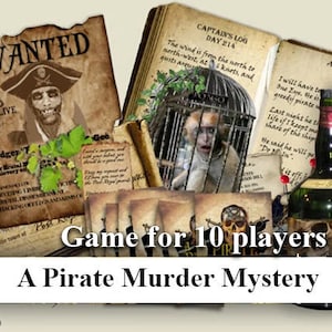 Pirate Murder Mystery party game download. Instant Download. booklets, clues, Ages 16 to Adults. Dinner Party image 1