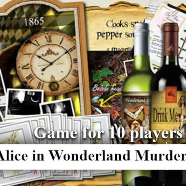 Alice in Wonderland murder mystery.  Instant Download. .  booklets, clues. Ages 14+ to Adults.