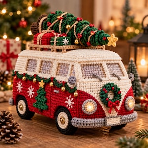Crochet Christmas Camper Van Pattern, Festive Holiday Van Amigurumi, PDF Tutorial