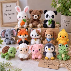 Crochet Animal Friends Pattern, Mini Amigurumi Animals PDF, Woodland Critters, PDF