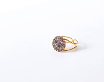 Goldplated ajustable leather ring french elegance - MEI