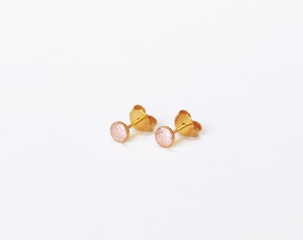 leather studs earrings goldplated in france paris - PEPITA