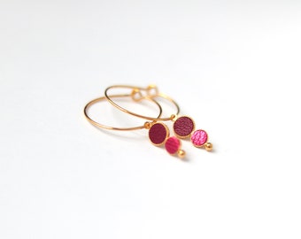 Goldplated and leather creoles, handmade in France jewelry - NILOU