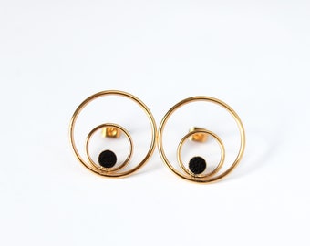 Original fine gold plated and leather earrings - NINI
