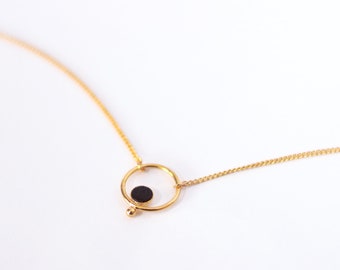 Gold ring short necklace made with love in Paris - NIL