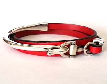 Snaffle Bit Leather Wrap Bracelet, Equestrian Jewelry, horse bracelet