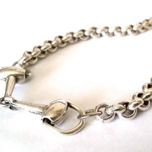 Silver Snaffle Bit Necklace: Chunky Chain Equestrian Choker