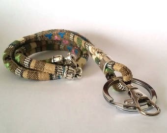 Woven lanyard, Ethnic Lanyard, Badge Holders, Boho Keychain, Bohemian, Key Lanyard, Fabric, vegan, boho lanyard, aztec lanyard