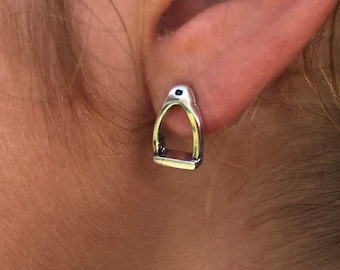 Silver Plated Stirrup Earrings, Equestrian Jewelry Gift