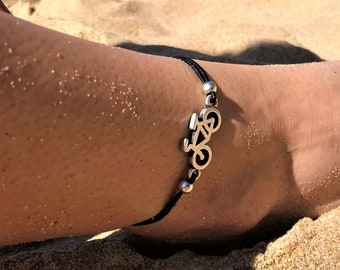 Anklet, summer anklet, Anklet leather, unisex anklets, bike anklet, gift for cyclists, adjustable anklet, best gift ,Valentine’s Day