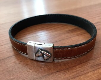 Leather Horse Bracelet, Equestrian jewelry, mens bracelet
