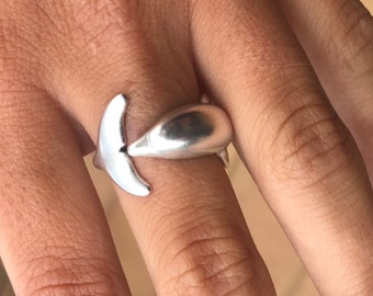 Bague dauphin en argent, bijoux océan en zamak ajustables