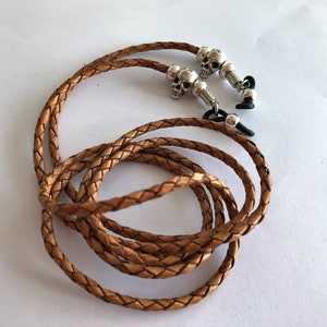 Schädel Schnur Sonnenbrille, Handgefertigte Leder Brillenhalter, Leder Schnur Sonnenbrille, Brille, Echte Leder Schnur, Einzigartige Brillenband