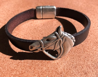 horse bracelet, mens bracelet, equestrian bracelet, leather bracelet with horse, bit bracelet, horse lovers gift ,Valentine’s Day