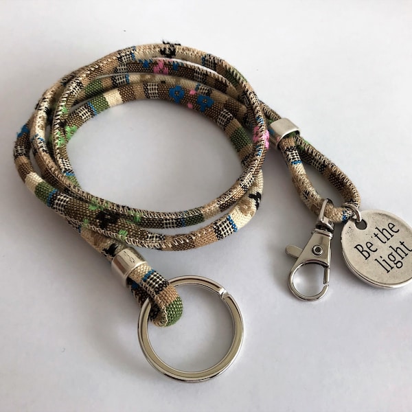 Boho Fabric Keychain, Personalized Engraved Wallet Chain